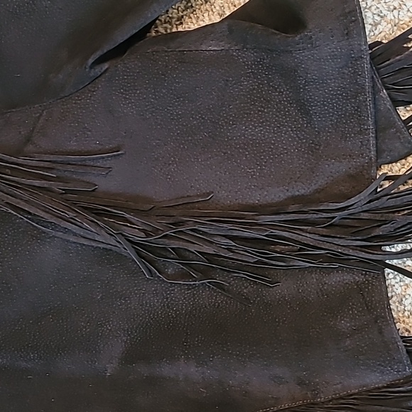 (258)Vintage Scully black suede fringe jacket - Picture 15 of 17